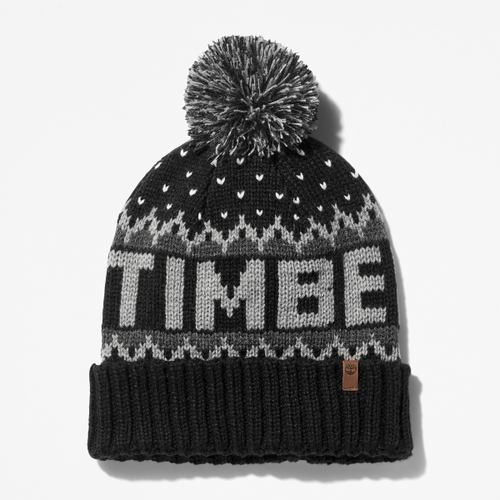Bonnet tricoté à revers avec logo en noir, , noir - Timberland - Modalova