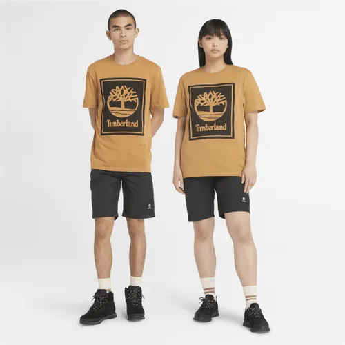 T-shirt à logo Stack pour unisexe en orange/noir, orange, Taille: L - Timberland - Modalova