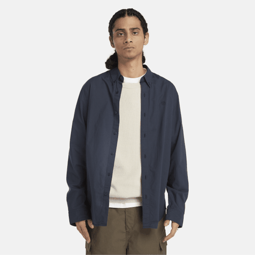 Chemise en popeline extensible à manches longues en bleu foncé, , bleu, Taille: 3XL - Timberland - Modalova