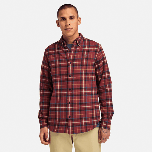 Chemise semi-épaisse en flanelle à carreaux en rouge foncé, , rouge, Taille: L - Timberland - Modalova