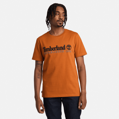 T-shirt brodé Established 1973 en orange, , orange, Taille: L - Timberland - Modalova