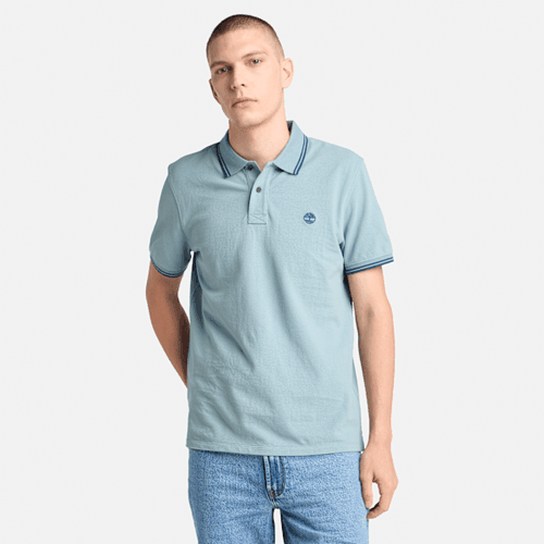 Polo en piqué avec liserés Millers River en bleu clair, , bleu, Taille: 3XL - Timberland - Modalova