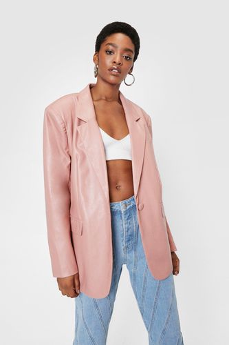 Blazer Oversize Style Boyfriend En Similicuir Avec Épaulettes - - 38 - Nasty Gal - Modalova