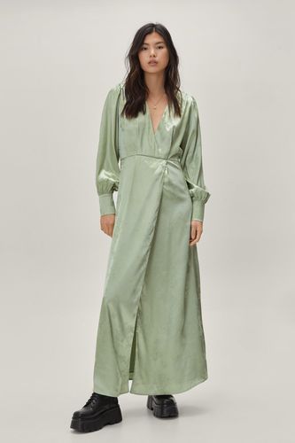 Dressing Gown Longue Satinée À Manches Longues Et Imprimé Floral - - 34 - Nasty Gal - Modalova