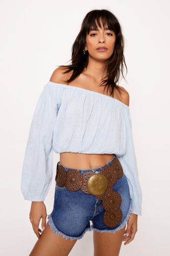 Crop Top À Col Bateau Et Manches Bouffantes - - 38 - Nasty Gal - Modalova