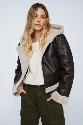 Veste Aviateur À Doublure En Faux Mouton Et Capuche - - 34 - Nasty Gal - Modalova