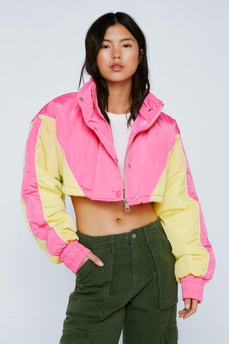 Blouson Court Matelassé Imprimé Colorblock - - 38 - Nasty Gal - Modalova