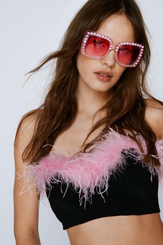Lunettes De Soleil À Strass Oversize - - One Size - Nasty Gal - Modalova