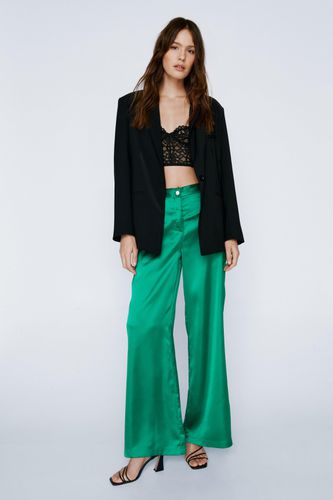 Pantalon Large Satiné - Vert - 42 - Nasty Gal - Modalova