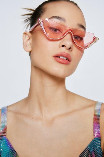 Lunettes De Soleil Oeil De Chat À Strass - - One Size - Nasty Gal - Modalova