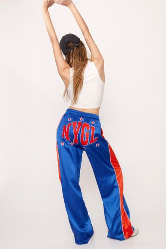 Pantalon Ample Satiné À Slogan Brodé - - 34 - Nasty Gal - Modalova