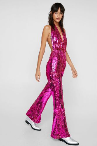 Combinaison Flare Dos Nu À Sequins - - 38 - Nasty Gal - Modalova