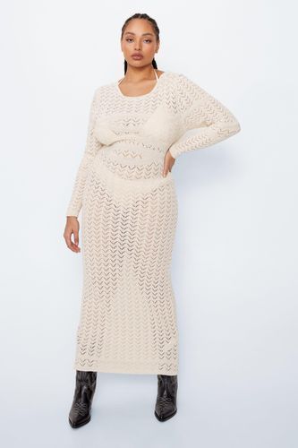 Grande Taille - Dressing Gown Longue En Crochet Dos Nu À Manches Longues - - L - Nasty Gal - Modalova