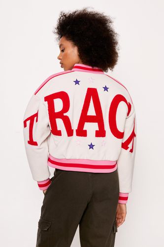 Bomber Universitaire À Slogan Track Au Dos - - M - Nasty Gal - Modalova