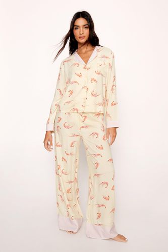 Pyjama Imprimé Crevettes Avec Chemise Et Pantalon - - L - Nasty Gal - Modalova