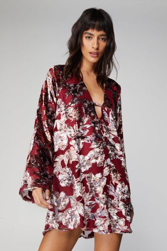 Dressing Gown Tunique Fleurie En Velours - - 36 - Nasty Gal - Modalova