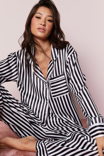 Pyjama Satiné À Rayures Avec Pantalon - - L - Nasty Gal - Modalova