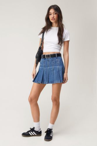 Petite Denim Pleated Mini Skirt - - 34 - Nasty Gal - Modalova