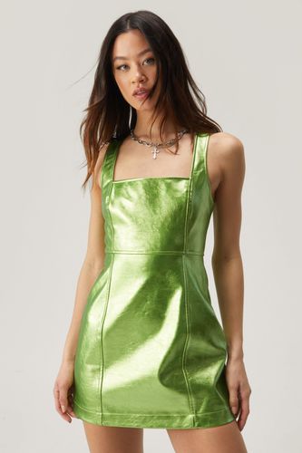 Premium Glitter Faux Leather Mini Dress - - 36 - Nasty Gal - Modalova