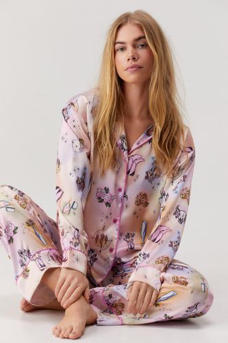 Satin Tie Dye Cowboy Pajama Trousers Set - - M - Nasty Gal - Modalova