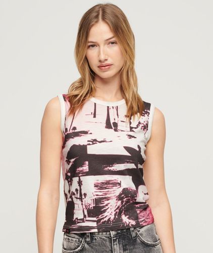 Damen Schmales Tanktop mit Logo und Fotodesign - Größe: 44 - Superdry - Modalova