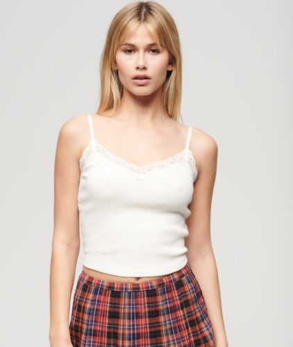 Damen Kurzes Basic-Trägertop mit Spitzenbesatz, , Größe: 10-12 - Superdry - Modalova