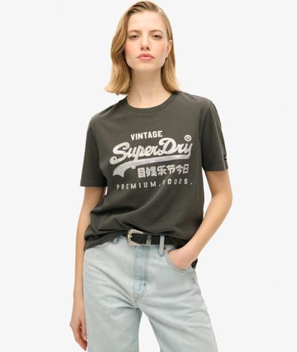 Damen Verziertes T-shirt mit Vl-grafik - Größe: 40 - Superdry - Modalova