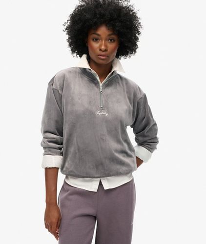 Damen Country Club Velours-oberteil mit Halblangem Reißverschluss - Größe: 34 - Superdry - Modalova