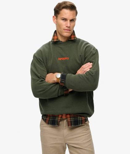 Herren Locker Geschnittenes Rundhalssweatshirt mit Mikro-logo - Größe: L - Superdry - Modalova