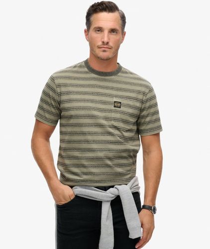 Herren T-shirt mit Strukturierten Streifen und Tasche - Größe: L - Superdry - Modalova