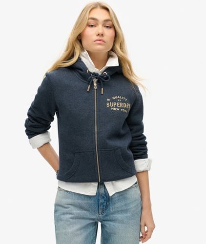 Damen Luxe Kapuzenjacke mit Logo in Metallic-optik - Größe: 42 - Superdry - Modalova