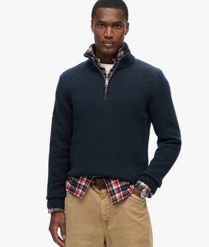 Herren Strickpullover aus Baumwolle mit Halbem Reißverschluss - Größe: M - Superdry - Modalova