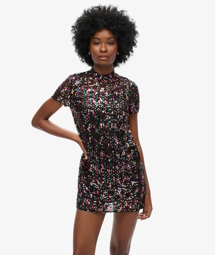 Damen Hochgeschlossenes T-shirt-kleid mit Pailletten - Größe: 36 - Superdry - Modalova