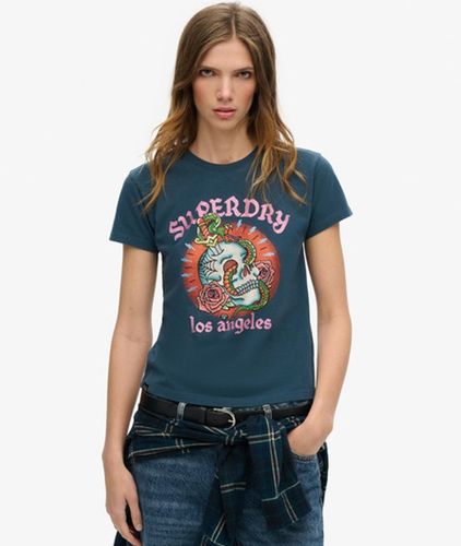 T-shirt Ajusté à Strass Effet Tatouage Taille: 44 - Superdry - Modalova