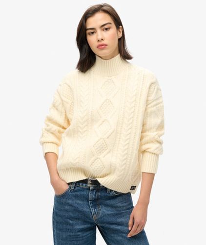 Damen Hochgeschlossener Pullover mit Zopfmuster - Größe: 34 - Superdry - Modalova