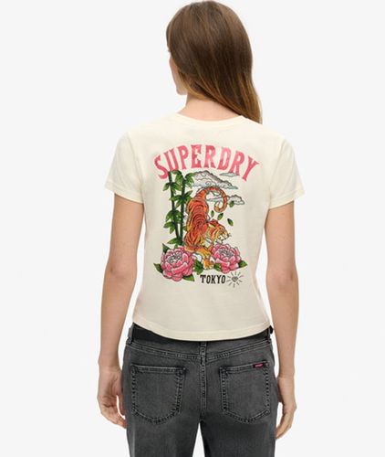 Damen Figurbetontes Tattoo-T-Shirt mit Strassbesatz Grafikdruck, Größe: 40 - Superdry - Modalova