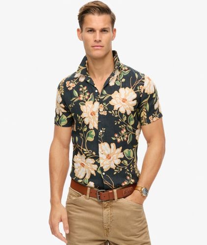 Herren Leinenhemd mit Offenem Kragen und Print - Größe: L - Superdry - Modalova