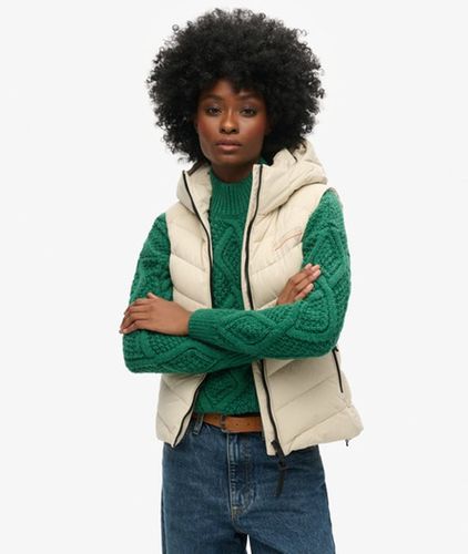 Damen Wattierte Kapuzenweste aus Mikrofaser - Größe: 44 - Superdry - Modalova