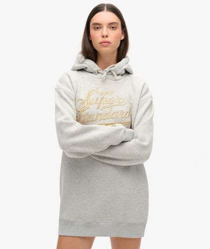 Damen Luxe Kapuzenkleid mit Logo in Metallic-optik - Größe: 38-40 - Superdry - Modalova