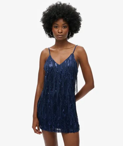Damen Minikleid mit Trägern, V-Ausschnitt und Fransen Paillette, Größe: 42 - Superdry - Modalova