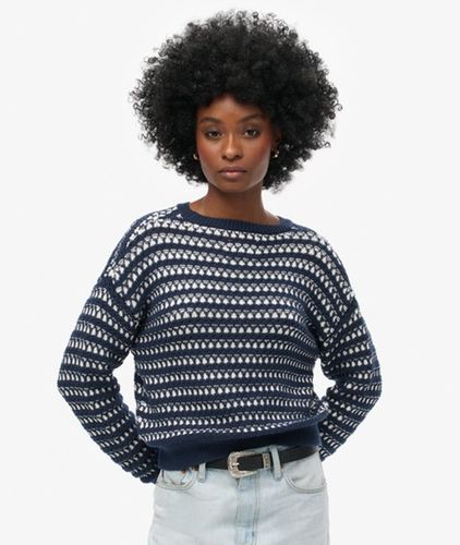 Pull Ras Du Cou Court en Crochet et Rayé, Taille: 40 Taille: 40 - Superdry - Modalova