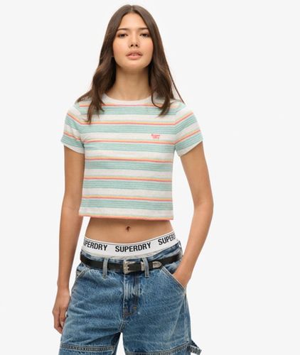 Damen Kurzes Vintage T-shirt mit Streifen - Größe: 36 - Superdry - Modalova