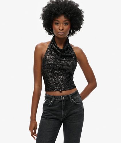 Damen Neckholder-oberteil mit Wasserfallausschnitt und Pailletten - Größe: 40 - Superdry - Modalova