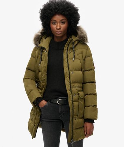 Damen Mittellanger Everest Steppmantel mit Kunstfellbesatz - Größe: 40 - Superdry - Modalova