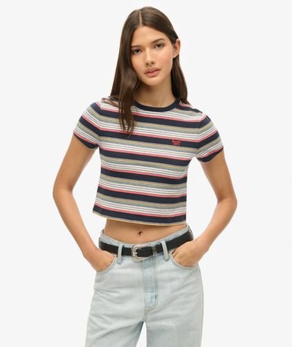 Damen Kurzes Vintage T-shirt mit Streifen - Größe: 42 - Superdry - Modalova
