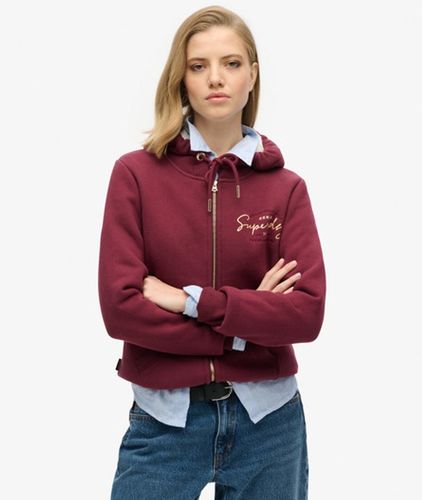 Damen Luxe Kapuzenjacke mit Logo in Metallic-optik - Größe: 38 - Superdry - Modalova