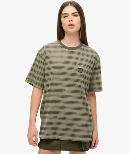 Women's OverGröße-t-shirt mit Strukturierten Streifen und Tasche - Größe: Xxl - Superdry - Modalova
