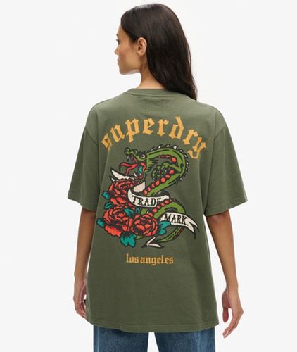 Damen OverGröße T-shirt mit Tattoo-grafik auf der Rückseite - Größe: XL - Superdry - Modalova
