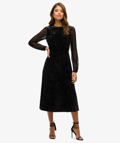 Damen Midikleid aus Samt mit Spitzenärmeln - Größe: 34 - Superdry - Modalova