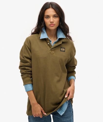 Damen Langärmeliges OverGrößed Rugbyhemd mit Kontrastnähten - Größe: L - Superdry - Modalova